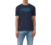 T-Shirt S.OLIVER, Herren, Gr. XXL, blau, Jersey, Obermaterial: 83% Baumwolle, 13% Polyester, 4% Elasthan, casual, regular fit, Rundhals, Kurzarm, Shirts, melierte Optik (62573431-XXL) blau