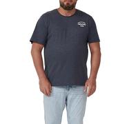 Meliertes T-Shirt mit Rollkante und Frontprint 4XL blau 2172125.59D2.4XL