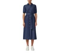 s.Oliver BLACK LABEL - Hemdblusenkleid in Midilänge mit Bindegürtel blau - Gr. - 34