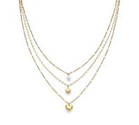 s.Oliver Necklace - Elegante Halskette aus poliertem Edelstahl - IP Gold - Gliederkette 55 cm - wasserfest & hautfreundlich