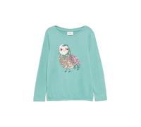 s.Oliver RED LABEL Comfort Fit Langarmshirt aus reiner Baumwolle mit Pailletten-Artwork in Tuerkis, Größe 92