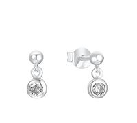 s.Oliver Ohrhänger 925 Sterling Silber Damen Ohrhänger, mit Zirkonia synth., 0,9 cm, Silber, Kommt in Schmuck Geschenk Box, 2032974