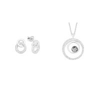 s.Oliver Ohrhänger 925 Sterling Silber Damen Ohrschmuck & Kette mit Anhänger Edelstahl Damen Halsschmuck, mit Kristall, 42+3 cm, Silber, Kommt in Schmuck Geschenk Box, 2015126