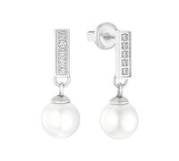 Ohrhänger für Damen, Edelstahl mit Zirkonia und Perle s.Oliver Silber 001 (Artikelnummer: 5B180/90X001)