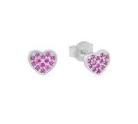 s.Oliver Girls Ohrstecker 2020867 Herz Silber Zirkonia pink