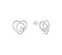 s.Oliver Ohrstecker 925 Sterling Silber Damen Ohrschmuck, mit Süßwasserzuchtperle, 1,2 cm, Weiß, Herz, Kommt in Schmuck Geschenk Box, 2037822