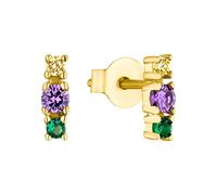 Paar Ohrstecker S.OLIVER "2035502" Ohrringe Gr. Silber 925 (Sterlingsilber), bunt (gelbgoldfarben, gelb, lila, grün, grün) Damen Ohrstecker mit Zirkonia (synth.) (85099438-0)