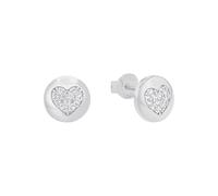 s.Oliver Ohrstecker 925 Sterling Silber Damen Ohrschmuck, mit Zirkonia synth., 0,8 cm, Weiß, Herz, Kommt in Schmuck Geschenk Box, 2037814