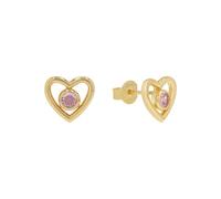 s.Oliver Ohrstecker 925 Sterling Silber Damen Ohrschmuck, mit Zirkonia synth., 0,9 cm, Rosa, Herz, Kommt in Schmuck Geschenk Box, 2039712
