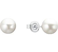 s.Oliver Ohrstecker 925 Sterling Silber Damen Ohrstecker, mit Muschelkernperle, 1 cm, Silber, Kommt in Schmuck Geschenk Box, 2032923