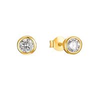 s.Oliver Ohrstecker 925 Sterling Silber Damen Ohrstecker, mit Zirkonia synth., 0,6 cm, Gold, Kommt in Schmuck Geschenk Box, 2032975