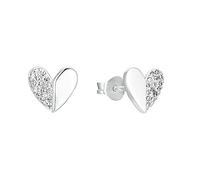 s.Oliver Ohrstecker 925 Sterling Silber Damen Ohrstecker, mit Zirkonia synth., 0,8 cm, Silber, Herz, Kommt in Schmuck Geschenk Box, 2032892