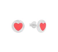 s.Oliver Ohrstecker 925 Sterling Silber Mädchen Kinder Ohrschmuck, 0,8 cm, Rot, Herz, Kommt in Schmuck Geschenk Box, 2038780