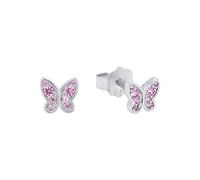 s.Oliver Ohrstecker 925 Sterling Silber Mädchen Kinder Ohrschmuck, mit Zirkonia synth., 0,5 cm, Silber, Schmetterling, Kommt in Schmuck Geschenk Box, 2036822