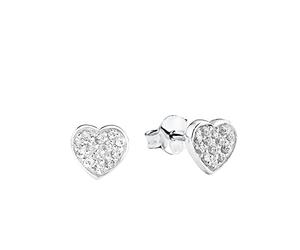 s.Oliver Ohrstecker 925 Sterling Silber Mädchen Kinder Ohrschmuck, mit Zirkonia synth., Herz, Kommt in Schmuck Geschenk Box