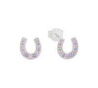 s.Oliver Ohrstecker 925 Sterling Silber Mädchen Kinder Ohrschmuck, mit Zirkonia synth., Hufeisen, Kommt in Schmuck Geschenk Box