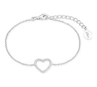 s.Oliver 2017255 Damen Armband Herz Silber Weiß 19 cm