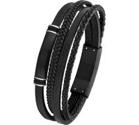 s.Oliver 2026001 Herren Armband Edelstahl Silber schwarz 21,5 cm