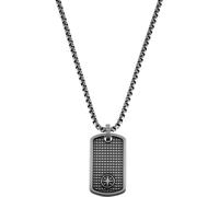Kette mit Anhänger S.OLIVER "Dog Tag / Polarstern, 2036846" Halsketten Gr. Edelstahl, Länge: 60 cm, grau Herren Ketten mit Anhänger Edelstahl (60729969-0)