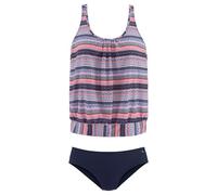 Oversize-Tankini S.OLIVER, Damen, Gr. 48, N-Gr, bunt (blau, rosa, bedruckt), Polyamid, bedruckt, Bikini-Sets, mit schönem Bordürendruck (789867-48) blau, rosa, bedruckt