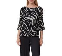 Klassische Bluse S.OLIVER BLACK LABEL, Damen, Gr. 38, schwarz (schwarz aop), Web, Obermaterial: 100% Polyester. Futter: 100% Viskose, bedruckt, casual, regular fit taillenbedeckt, U-Boot-Ausschnitt, 3