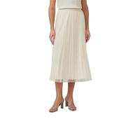 Midirock S.OLIVER BLACK LABEL, Damen, Gr. 42, grau beige, Web, Obermaterial: 100% Polyester, unifarben, normal 3/4-Länge, Röcke, mit Falten und Gummibund (81113548-42) grau beige