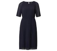 s.Oliver BLACK LABEL Tailliertes Chiffonkleid mit Bindegürtel in Marine, Größe 42