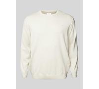 S.Oliver Plus PLUS SIZE Strickpullover mit geripptem Rundhalsausschnitt in Offwhite, Größe XXL
