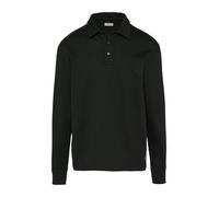 Langarm-Poloshirt S.OLIVER, Herren, Gr. M, schwarz, Obermaterial: 100% Baumwolle, unifarben, casual, regular fit taillenbedeckt, ohne Ausschnitt, Shirts, mit Logo Stickerei am Rumpf (88936444-M) schwa