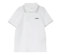 Poloshirt S.OLIVER JUNIOR, Jungen, Gr. 104/110, weiß, Jersey, Obermaterial: 100% Baumwolle, bestickt, normal hüftbedeckend, Rundhals, Bündchen, Shirts, mit Logo-Stickerei, für Boys (69713031-104) weiß