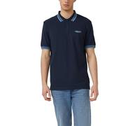Poloshirt S.OLIVER, Damen, Gr. XL, navy, Piqué, Obermaterial: 95% Baumwolle, 5% Elasthan, bedruckt, kontrastfarbene Details, regular fit normal, ohne Ausschnitt, gerader Abschluss kontrastfarben, Shir