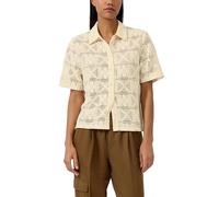 s.Oliver Red Label - Blusenshirt mit Polokragen und Lochmuster beige - Gr. - 36