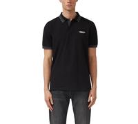 Poloshirt S.OLIVER, Damen, Gr. XXL, schwarz, Piqué, Obermaterial: 95% Baumwolle, 5% Elasthan, bedruckt, kontrastfarbene Details, regular fit normal, ohne Ausschnitt, gerader Abschluss kontrastfarben, 