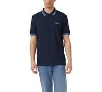 Poloshirt S.OLIVER, Damen, Gr. L, navy, Piqué, Obermaterial: 95% Baumwolle, 5% Elasthan, bedruckt, kontrastfarbene Details, regular fit normal, ohne Ausschnitt, gerader Abschluss kontrastfarben, Shirt