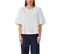 Schlupfbluse S.OLIVER, Damen, Gr. 42, weiß, Web, Obermaterial: 100% Baumwolle, unifarben, lässig geschnitten hüftbedeckend, Rundhals, abgesteppte Kante, Blusen Schlupfbluse, mit weitem Hallbarm und Kn