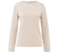 Langarmshirt S.OLIVER, Damen, Gr. 36, beige (ecru), Strick, Obermaterial: 50% Baumwolle, 50% Viskose, unifarben, casual, regular fit taillenbedeckt, Rundhals, Langarm gerader Abschluss, Shirts, mit Ro