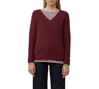 Strickpullover S.OLIVER, Damen, Gr. 42, dunkelrot, Strick, Obermaterial: 60% Baumwolle, 40% Polyacryl, unifarben, casual, regular fit taillenbedeckt, V-Ausschnitt, Langarm Bündchen, Pullover, mit V-Au