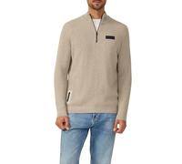 Troyer S.OLIVER, Herren, Gr. XL, schwarz stone beige, Strick, Obermaterial: 100% Baumwolle, unifarben, normal hüftbedeckend, Rundhals, Bündchen, Pullover, in Strick-Optik (87056136-XL) schwarz stone b