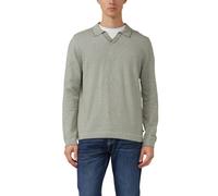 Fein gestreifter Pullover mit Polokragen und abgesetzten Bündchen M olive|weiß 2177498.79G1.M