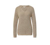 Strickpullover S.OLIVER, Damen, Gr. 44, light beige, Strick, Obermaterial: 60% Baumwolle, 40% Polyacryl, meliert, regular fit hüftbedeckend, V-Ausschnitt, Flachstrickbündchen, Pullover, mit V-Ausschni