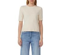 Kurzärmeliger Strickpullover mit Rippbündchen im Slim Fit 38 Beige 2168717.81W9.38