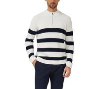 Gestreifter Baumwoll-Strickpullover mit Troyer-Kragen XXL creme|blau 2174327.59G1.XXL
