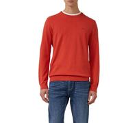 Rundhalspullover S.OLIVER, Herren, Gr. M, rotbraun, Strick, Obermaterial: 100% Baumwolle, unifarben, regular fit normal, Rundhals, Rippbündchen, Pullover Rundhalspullover, mit Logo Stickerei (69537558