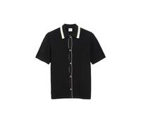 Strukturiertes Strick-Polo mit Knopfleiste 170/176 schwarz 2181077.9999.170_176