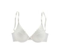 Push-up-BH S.OLIVER "Danielle", Damen, Gr. 80, Cup C, beige (creme), Spitze, Obermaterial: 60% Polyamid, 35% Polyester, 5% Elasthan, feminin, BHs, aus dezent transparenter Spitze in blumiger Optik, De