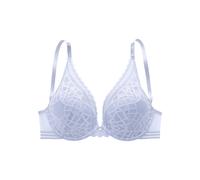 Push-up-BH S.OLIVER "Milene", Damen, Gr. 85, Cup A, eisblau, Spitze, Obermaterial: 60% Polyamid, 35% Polyester, 5% Elasthan, BHs Push-up-BH, im edlen High-Apex Look mit graphischer Jacquardspitze, sex