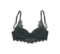 Push-up-BH S.OLIVER "Romane", Damen, Gr. 70, Cup A, grün (piniengrün), Spitze, Microtouch, Obermaterial: 54% Polyamid, 37% Polyester, 9% Elasthan, feminin, BHs, mit Bügel und graphischer Spitze in tra