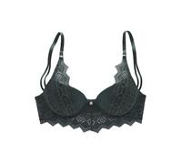 Push-up-BH S.OLIVER "Romane", Damen, Gr. 80, Cup A, grün (piniengrün), Spitze, Microtouch, Obermaterial: 54% Polyamid, 37% Polyester, 9% Elasthan, feminin, BHs, mit Bügel und graphischer Spitze in tra