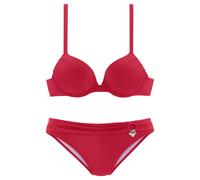 Push-Up-Bikini S.OLIVER Gr. 38, Cup A, rot Damen Bikini-Sets Ocean Blue mit Zierring an der Hose (329234-38)