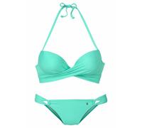 s.Oliver Beachwear Push-Up-Bikini mit zusätzlichen Bindebändern, blau, 38